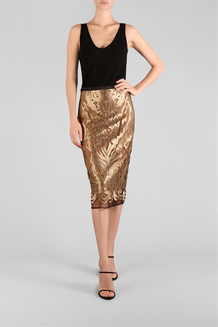 Carla Zampatti Bathed In Gold Skirt