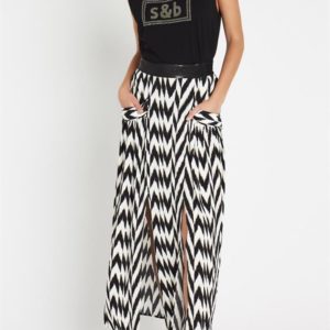 Sass & Bide Broken Chevron Relaxed Maxi Skirt Print