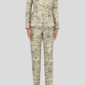 Carla Zampatti Woven In Gold Slim Pant