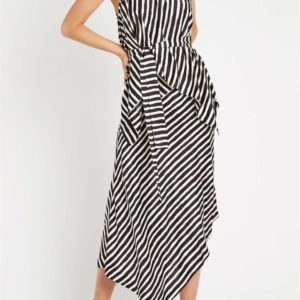 Sass & Bide Palais Stripe Asymmetric Silk Dress Stripe