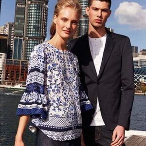Marcs Porcelain Print Bell Sleeve Top